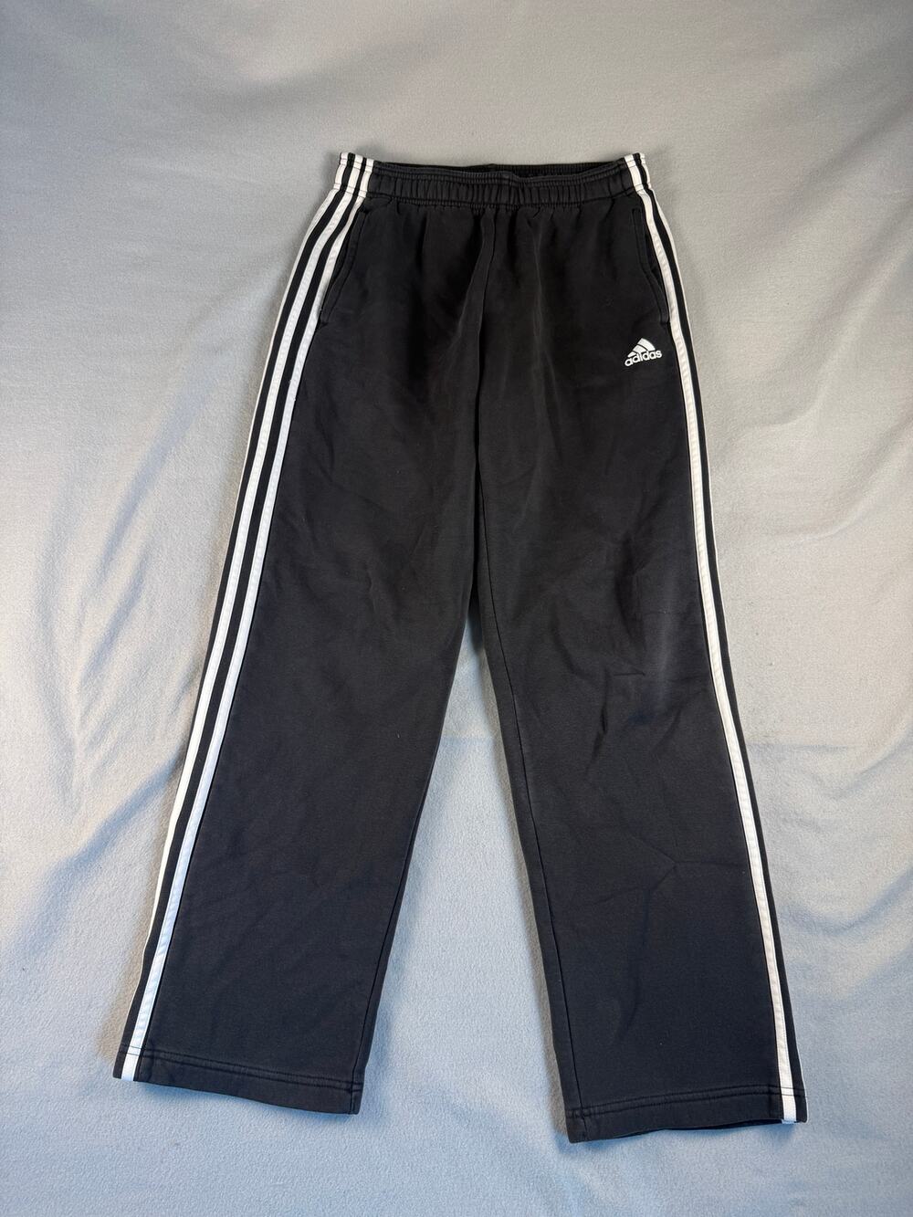 adidas Sweatpants Mens M Black White 3-Stripe Embroidered Logo Track Athletic